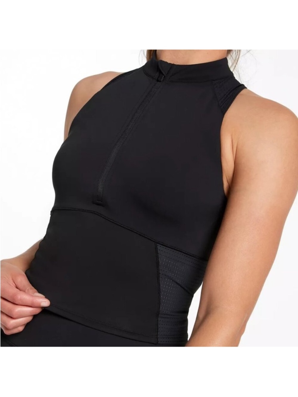 💪🖤 POWER MODE: ACTIVATED - Calia PowerMove 1/2 Zip Crop Top in Pure Black 🖤💪